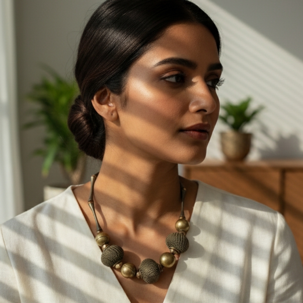Chunky Copper ball and bead necklace